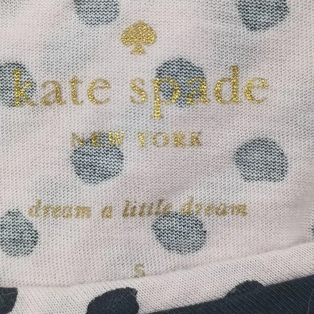 KATE SPADE Sz S Dream A Little Dream Polka Dot Pink Night T Pocket Casual Lounge - Picture 11 of 13